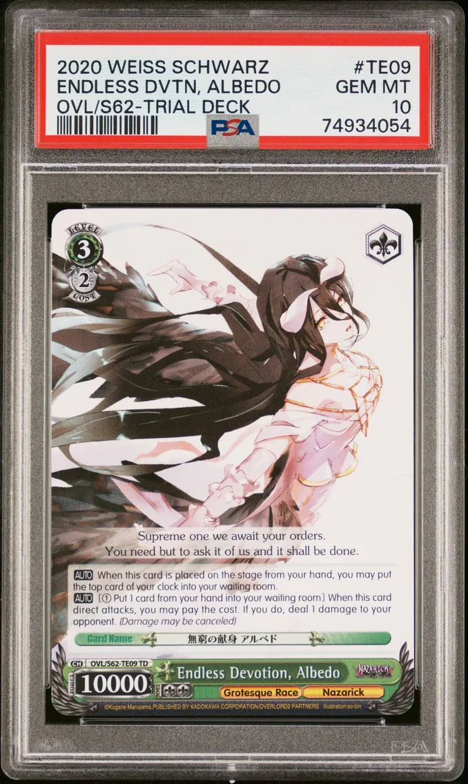 2020 #TE09 Endless Devotion, Albedo PSA 10 Weiss Schwarz Nazarick: Tomb of the Undead