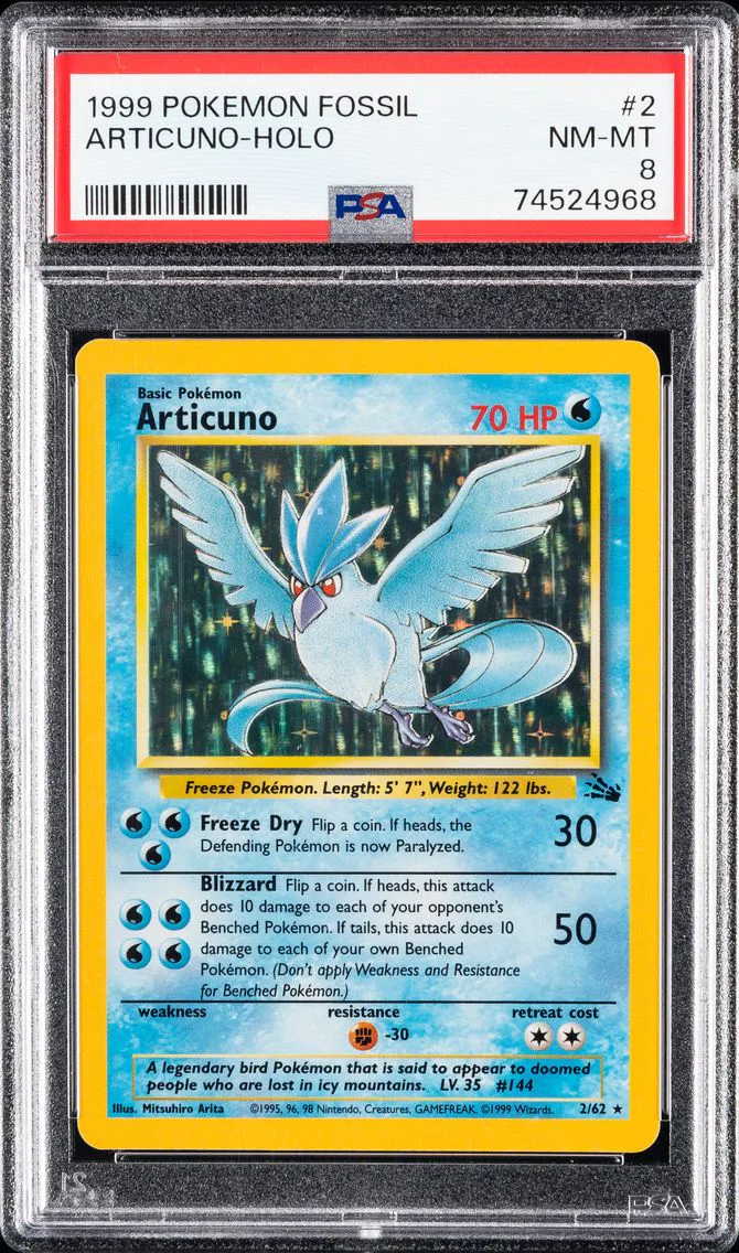 1999 #2 Articuno-Holo PSA 8 Fossil Pokemon