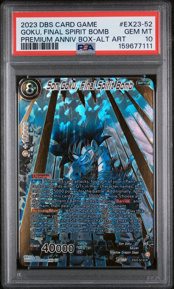 2023 #EX23-52 Son Goku, Final Spirit Bomb PSA 10 Dragon Ball Super Card Game Premium Anniversary Box