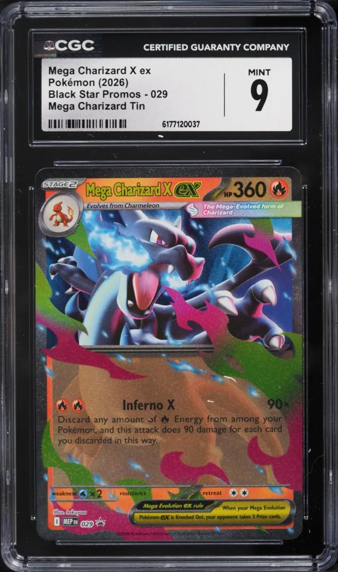 2026 Pokemon Mega Evolution Promo Tin Mega Charizard X Ex #29 CGC 9 MINT