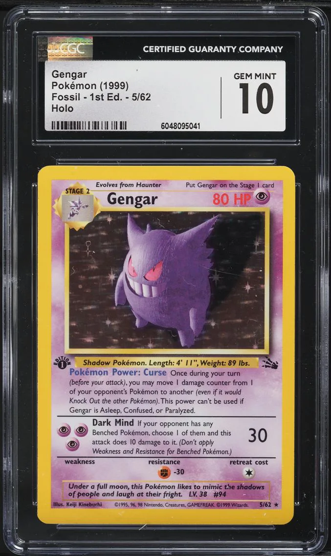 1999 #5 Gengar-Holo 1st Edition CGC 10 Fossil Pokemon