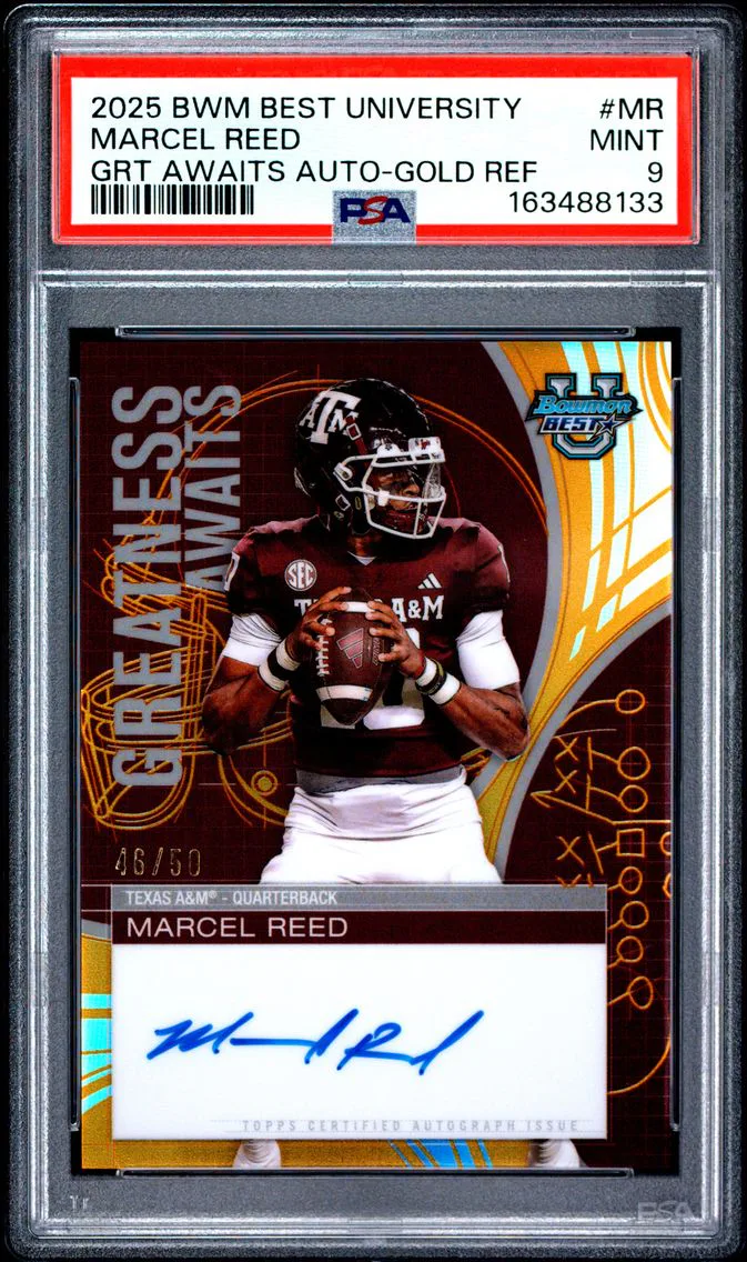 2025 #MR Marcel Reed PSA 9 Bowman Best University Greatness Awaits Autographs