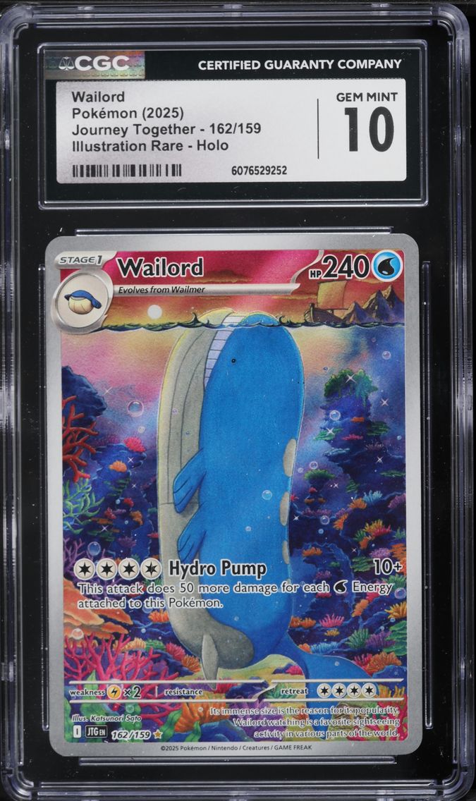 2025 #162 Wailord CGC 10 Jtg EN-Journey Together Pokemon