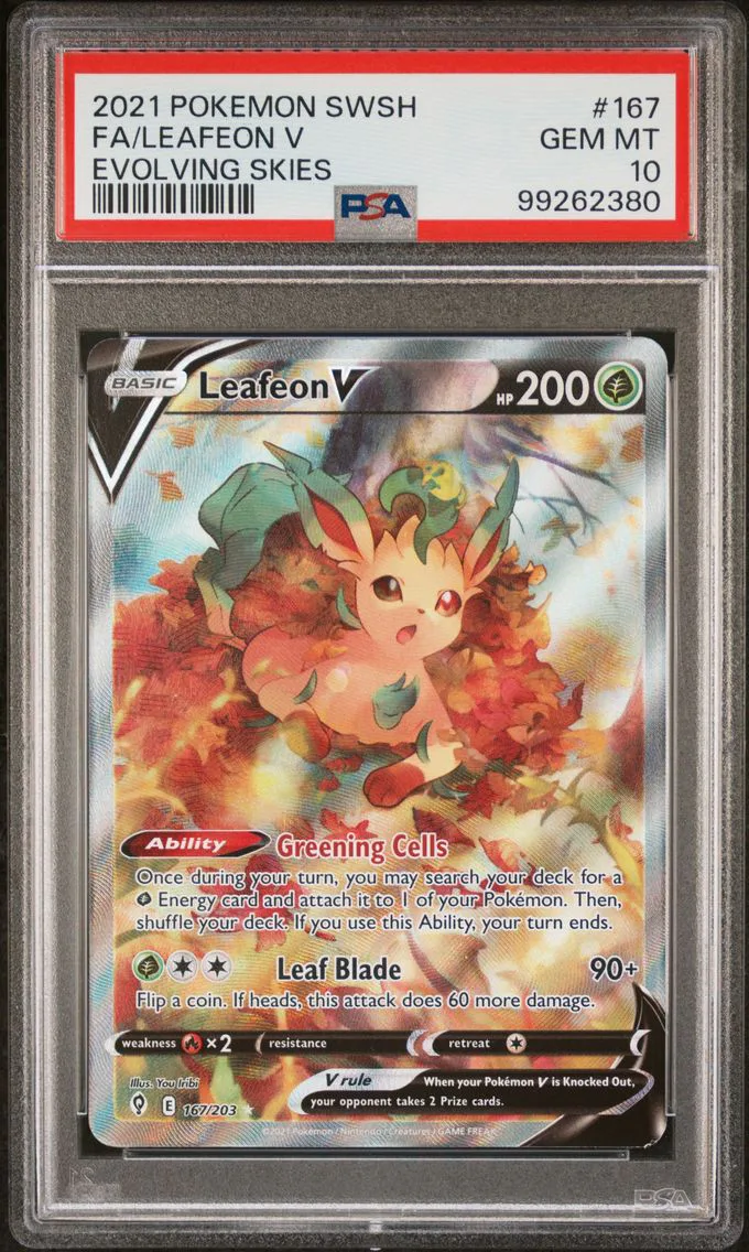 2021 #167 Full Art/Leafeon V PSA 10 Sword & Shield Evolving Skies Pokemon