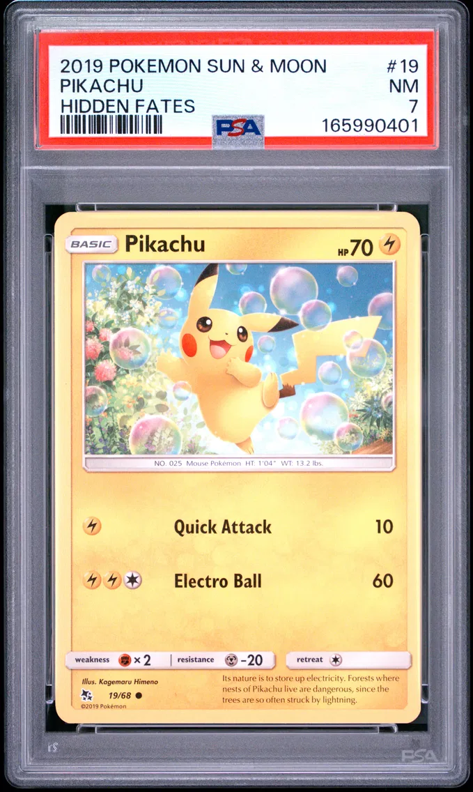 2019 #19 Pikachu PSA 7 Sun & Moon Hidden Fates