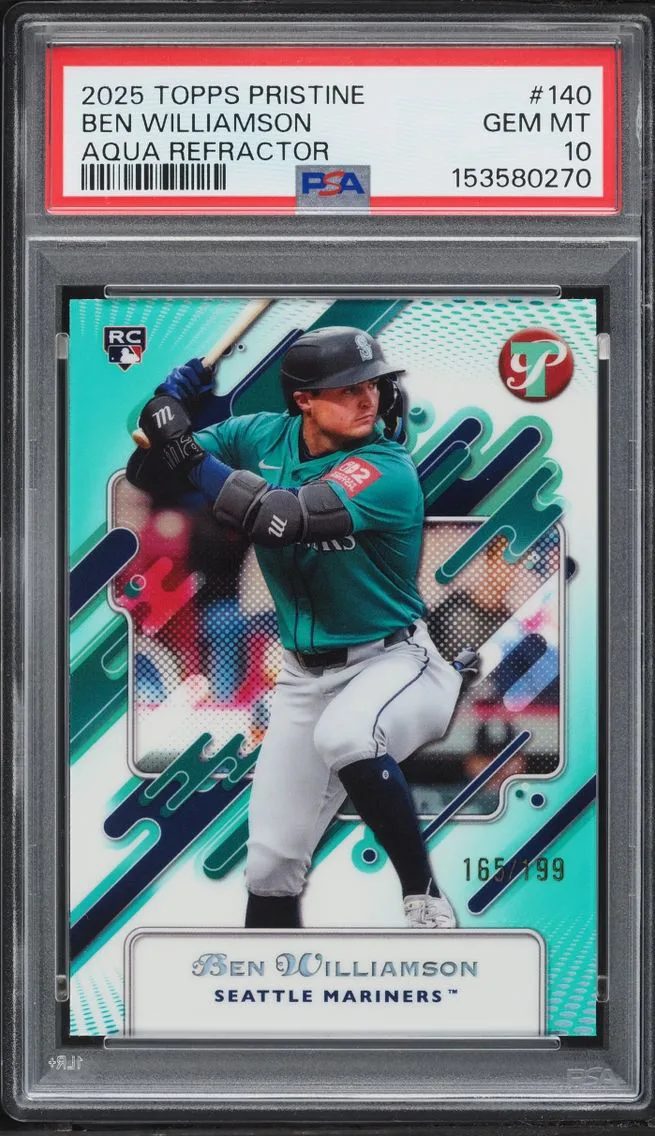 2025 Topps Pristine Aqua Refractor Ben Williamson ROOKIE /199 #140 PSA 10 GEM MINT