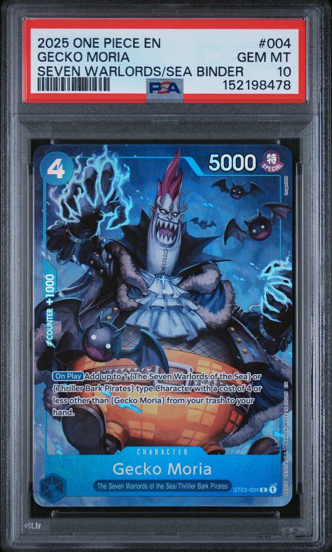 2025 #004 Gecko Moria PSA 10 One Piece Seven Warlords of the Sea Binder Set