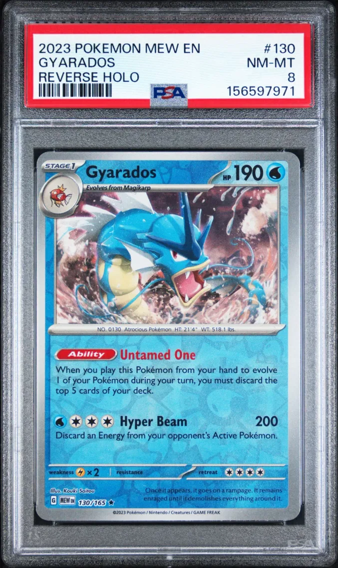 2023 #130 Gyarados Reverse Holo PSA 8 Mew EN-151
