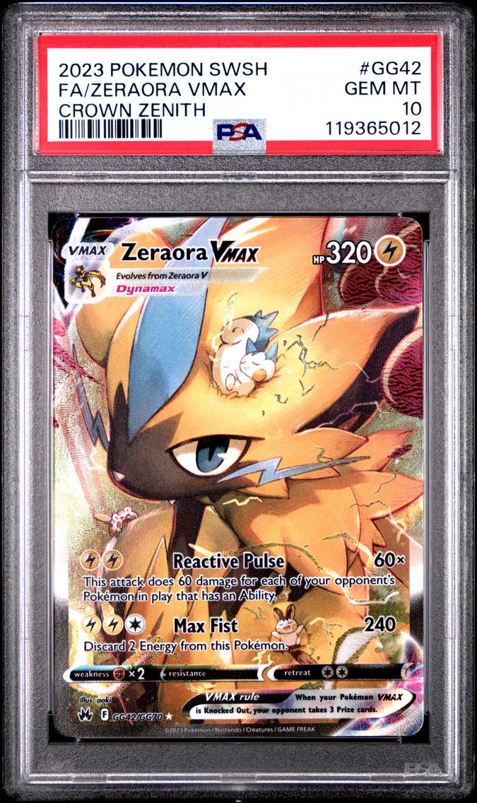 2023 #GG42 Full Art/Zeraora Vmax PSA 10 Sword and Shield Crown Zenith