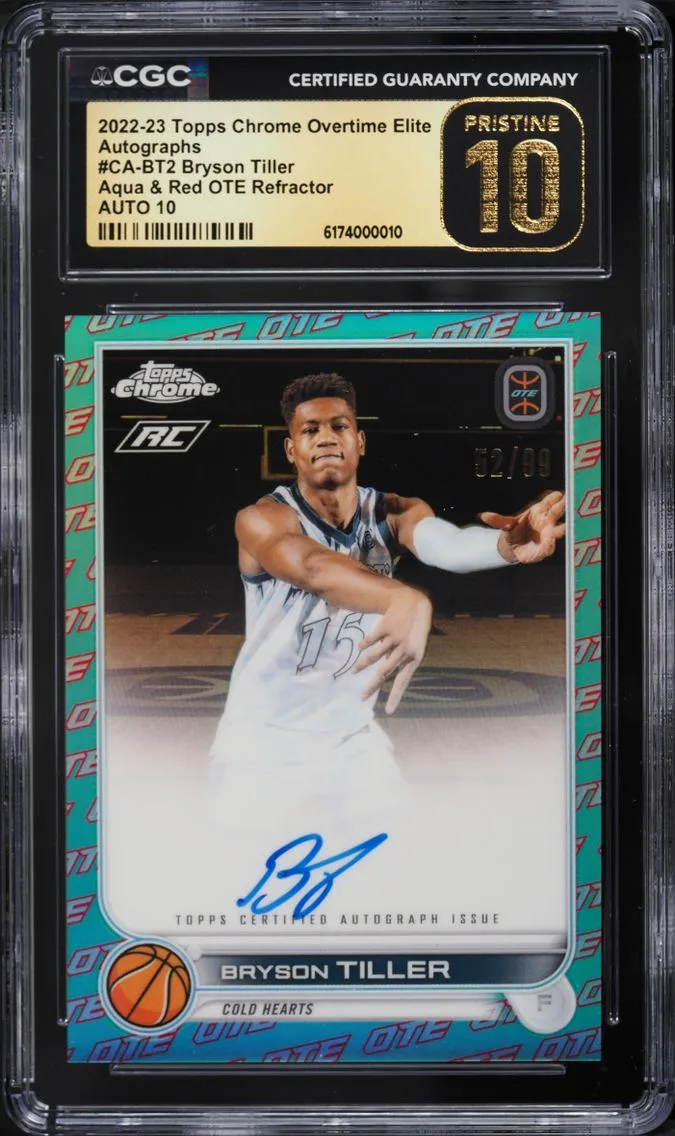 2022 Topps Chrome Overtime Elite Aqua & Red OTE Ref Bryson Tiller RC AUTO /99 CGC 10 PRISTINE