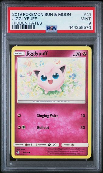 2019 #41 Jigglypuff PSA 9 Sun & Moon Hidden Fates
