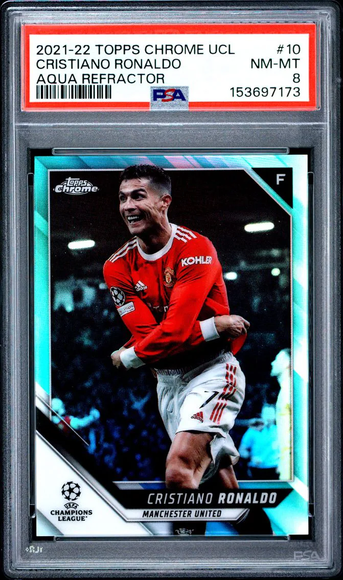 2021 #10 Cristiano Ronaldo PSA 8 Topps Chrome UEFA Champions League