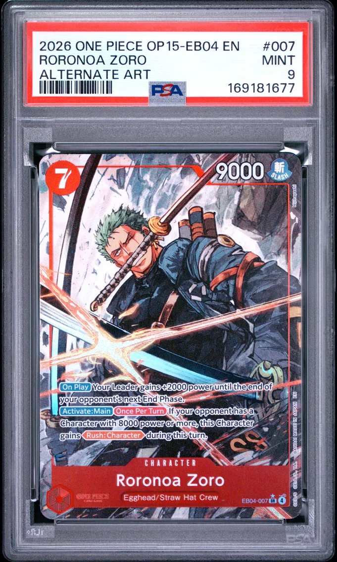 2026 #007 Roronoa Zoro PSA 9 One Piece OP15-EB04-Adventure on Kami's Island
