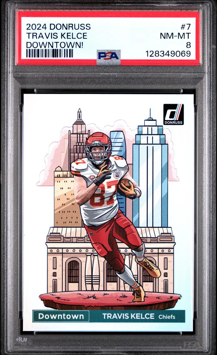 2024 #7 Travis Kelce PSA 8 Panini Donruss Downtown!
