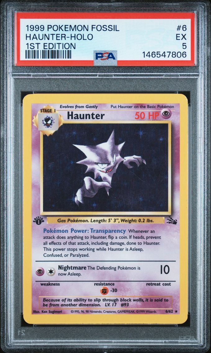 1999 #6 Haunter-Holo 1st Edition PSA 5 Fossil Pokemon