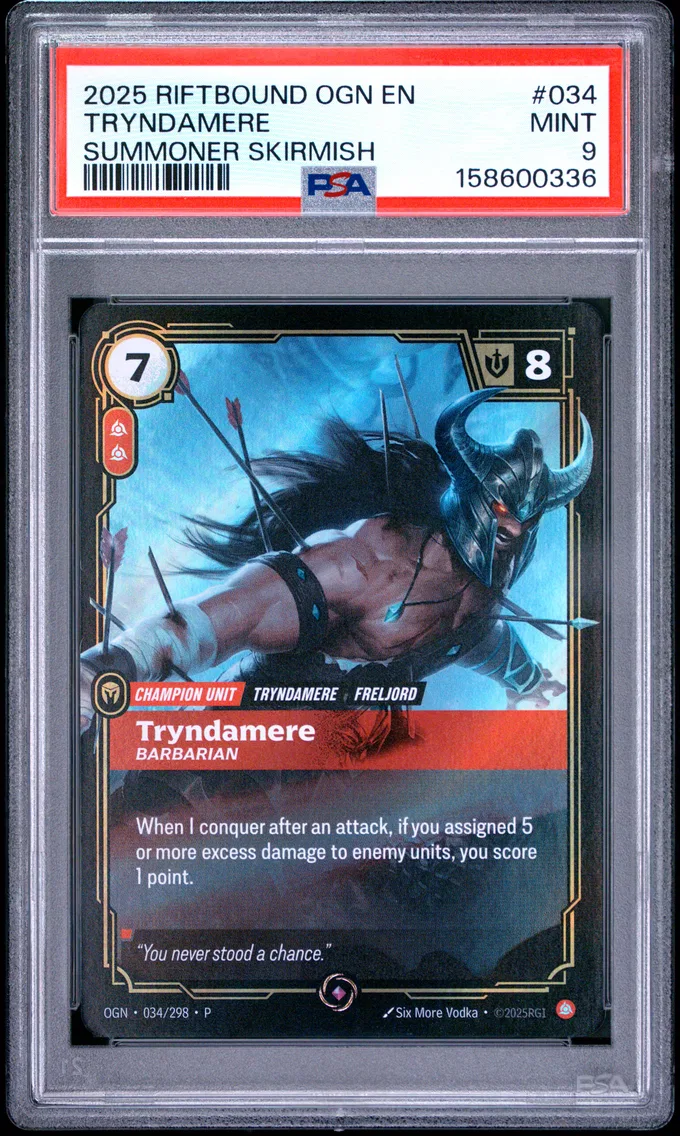 2025 #034 Tryndamere - Barbarian PSA 9 Riftbound: League of Legends Ogn-Origins