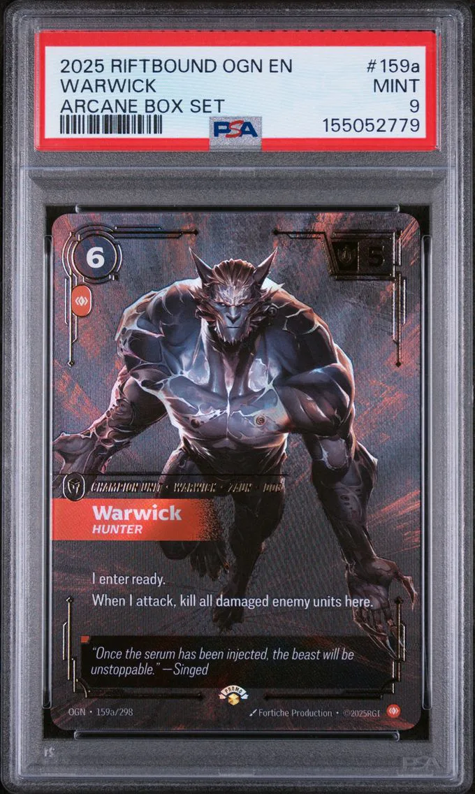 2025 #159a Warwick - Hunter PSA 9 Riftbound: League of Legends Ogn-Origins