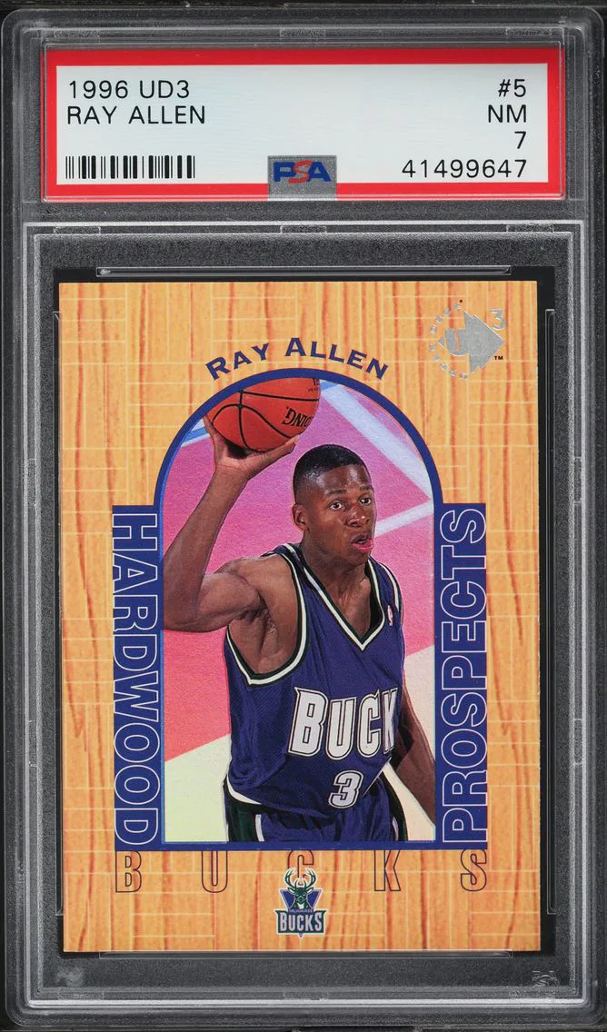 1996 UD3 BASKETBALL RAY ALLEN ROOKIE #5 PSA 7 NRMT
