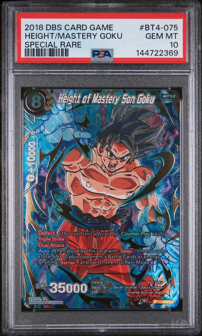 2018 #BT4-075 Height of Mastery Son Goku PSA 10 Dragon Ball Super Card Game Series 4 Colossal Warfare