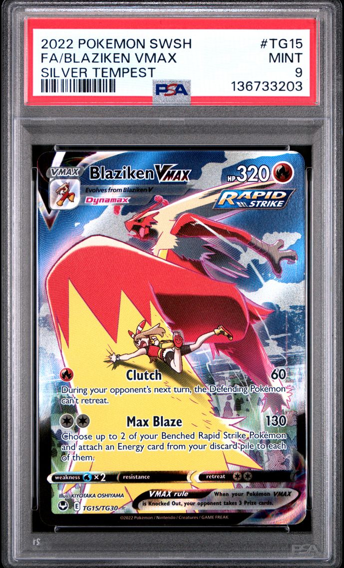 2022 #TG15 Full Art/Blaziken Vmax PSA 9 Sword & Shield Silver Tempest Pokemon