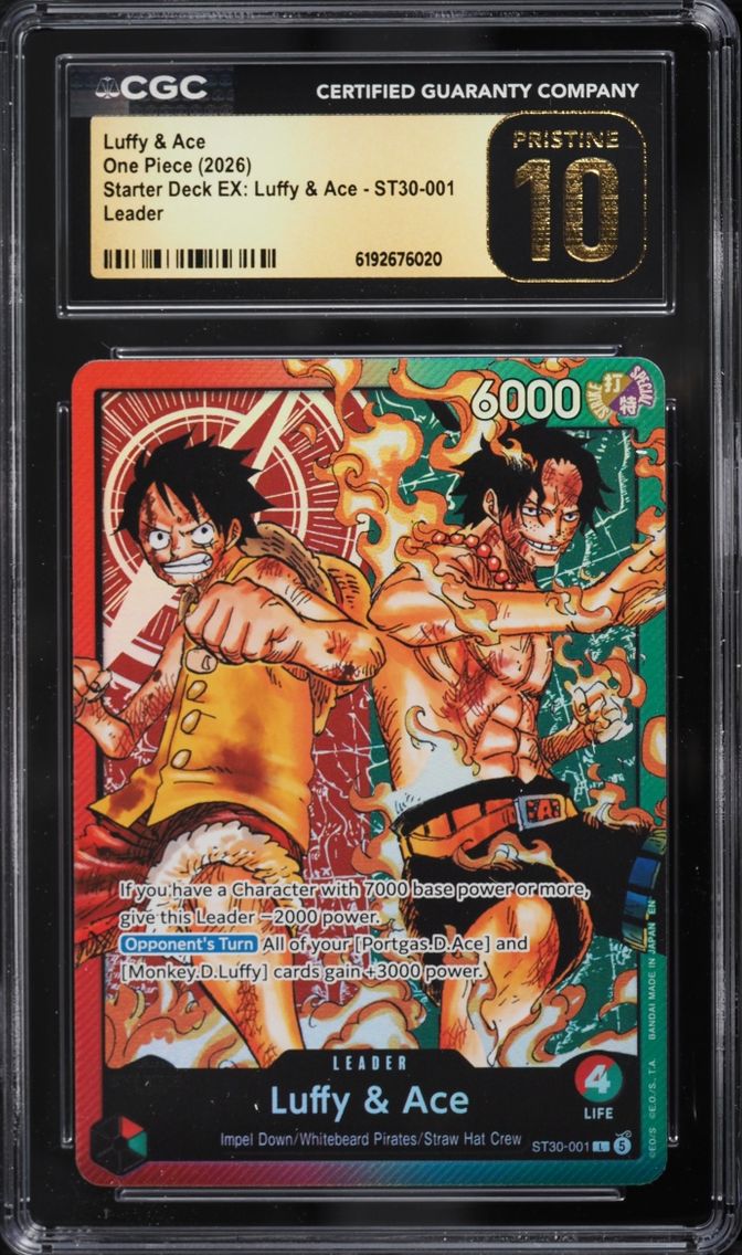 2026 #ST30-001 Luffy & Ace CGC 10 One Piece Starter Deck EX Leader