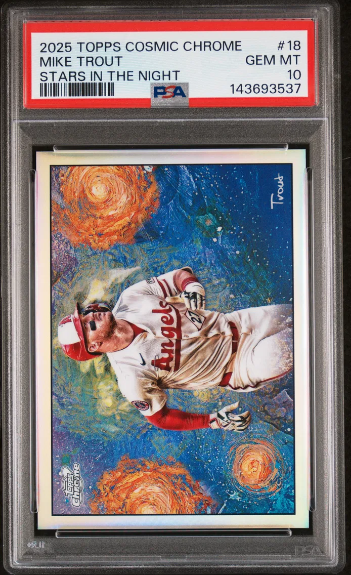 2025 #18 Mike Trout PSA 10 Topps Cosmic Chrome Stars in the Night