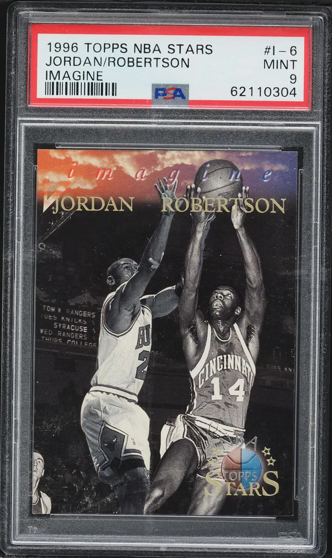 1996 #I-6 Jordan/Robertson PSA 9 Topps NBA Stars Imagine Basketball
