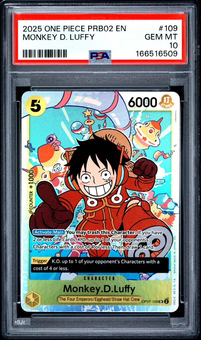 2025 #109 Monkey D. Luffy PSA 10 One Piece PRB02-Premium Booster -One Piece Card the Best- Vol.2
