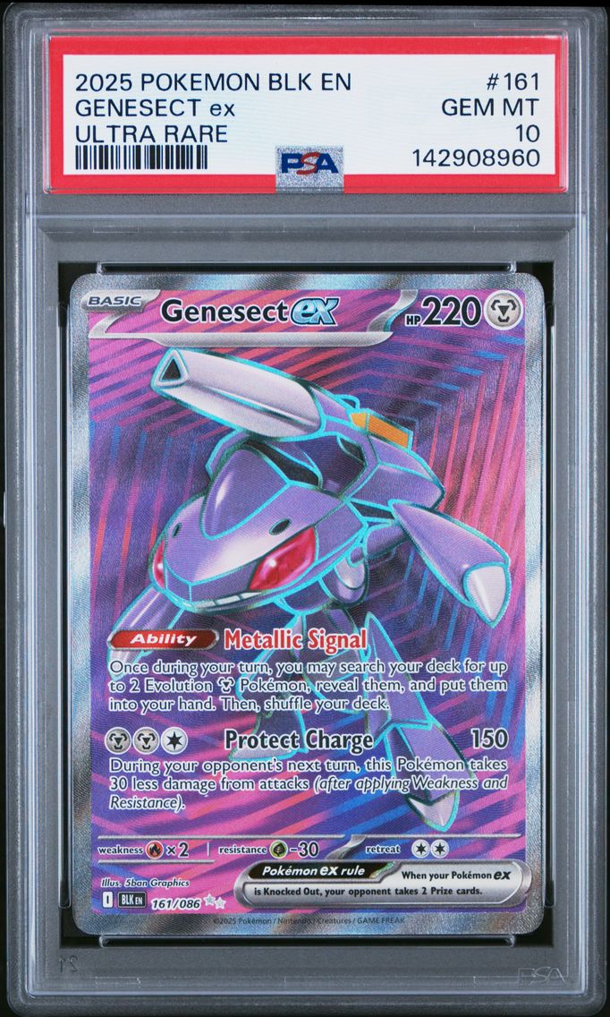 2025 #161 Genesect EX PSA 10 Blk EN-Black Bolt Pokemon