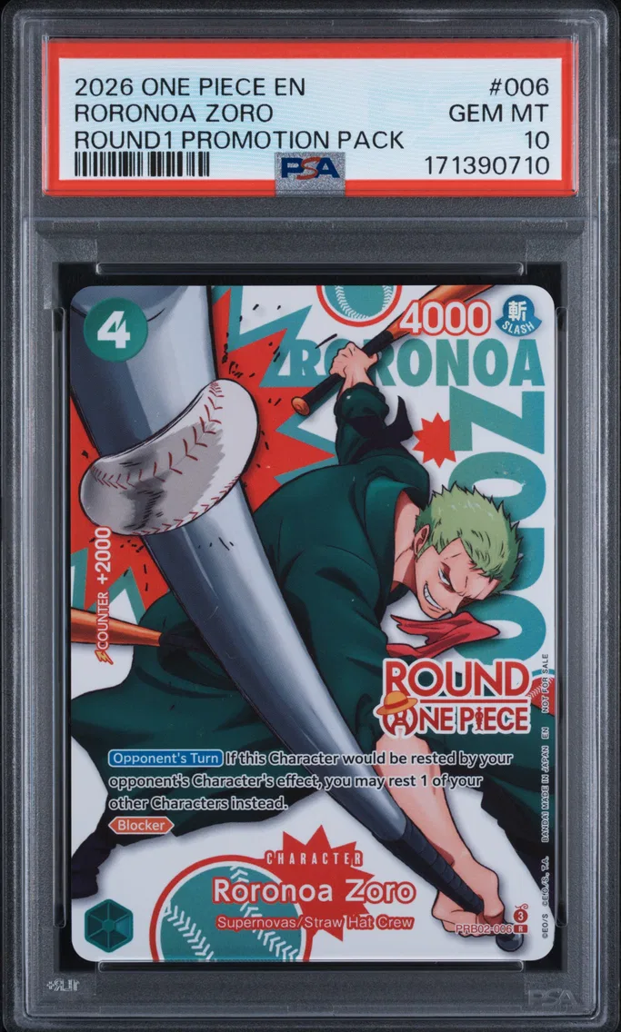 2026 #006 Roronoa Zoro PSA 10 One Piece ROUND1 Promotion Pack