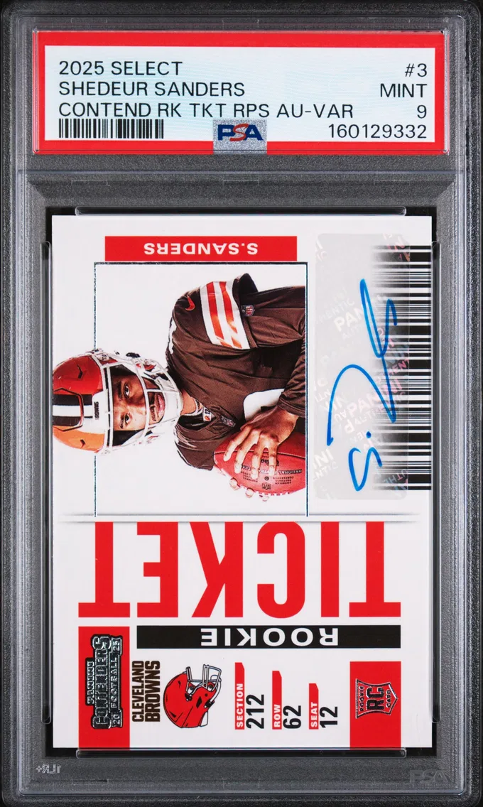 2025 #3 Shedeur Sanders PSA 9 Panini Select Contenders Rookie Ticket Rps Autographs