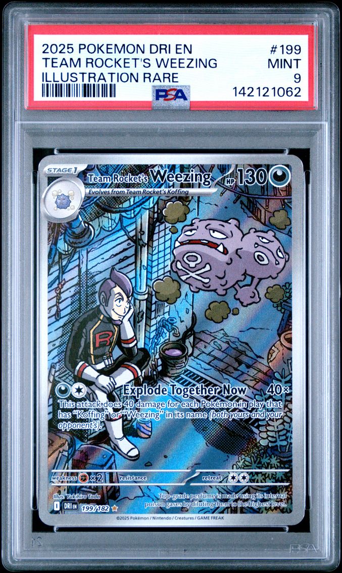 2025 #199 Team Rocket's Weezing PSA 9 Dri EN-Destined Rivals Pokemon