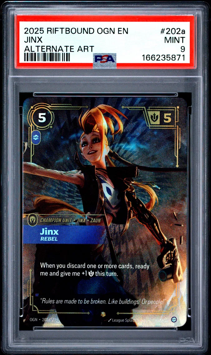 2025 #202a Jinx - Rebel PSA 9 Riftbound: League of Legends Ogn-Origins