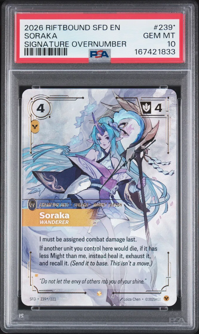2026 #239* Soraka - Wanderer PSA 10 Riftbound: League of Legends Sfd-Spiritforged