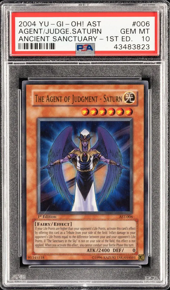 2004 YU-GI-OH ANCIENT SANCTUARY 1ST EDITION THE AGENT OF JUDGMENT-SATURN AST-EN006 PSA 10