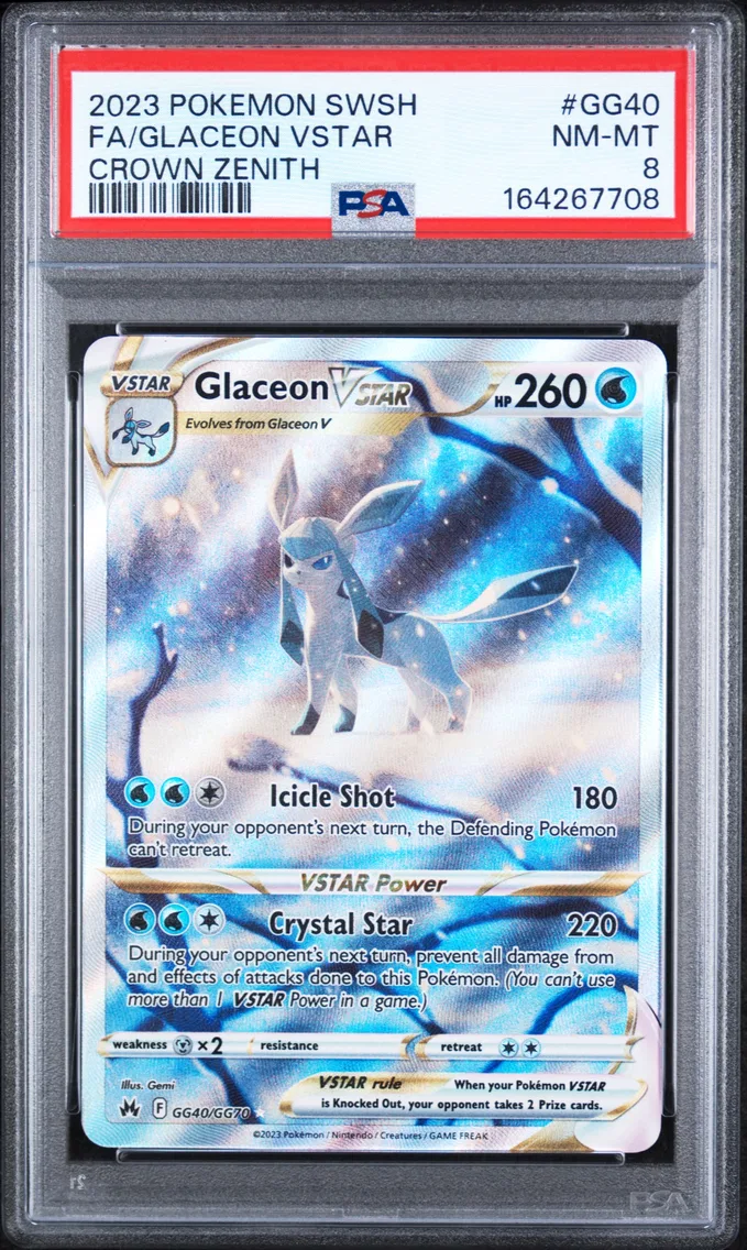 2023 #GG40 Full Art/Glaceon Vstar PSA 8 Sword and Shield Crown Zenith