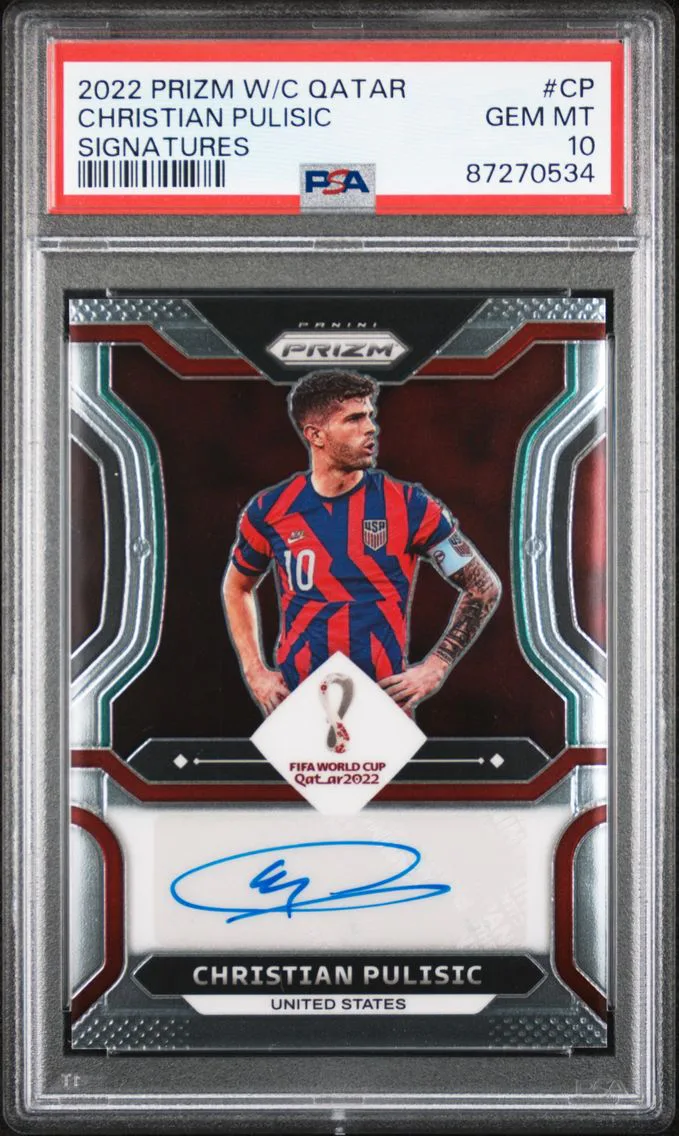 2022 #CP Christian Pulisic PSA 10 Panini Prizm World Cup Qatar Signatures