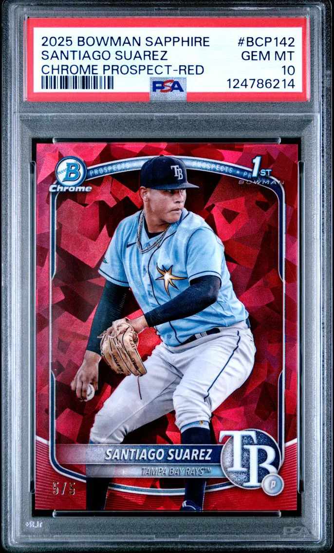 2025 #BCP142 Santiago Suarez PSA 10 Bowman Sapphire Edition Chrome Prospects