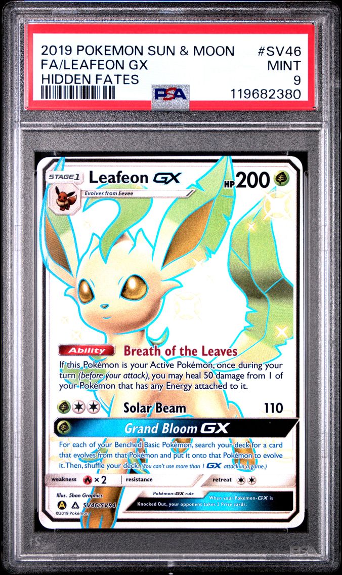2019 #SV46 Full Art/Leafeon GX PSA 9 Sun & Moon Hidden Fates Pokemon