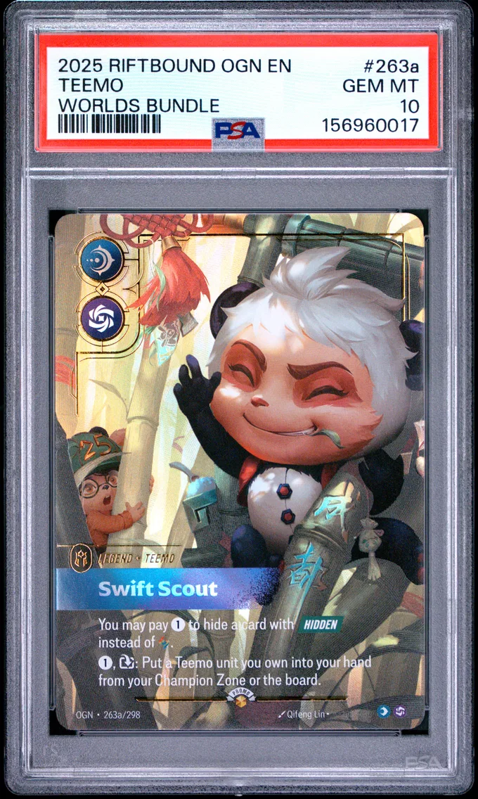 2025 #263a Teemo - Swift Scout PSA 10 Riftbound: League of Legends Ogn-Origins
