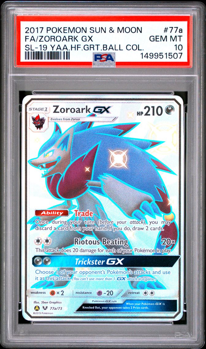 2017 #77a Full Art/Zoroark GX PSA 10 Sun & Moon Shining Legends
