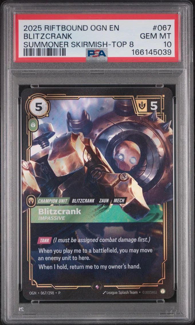 2025 #067 Blitzcrank - Impassive PSA 10 Riftbound: League of Legends Ogn-Origins
