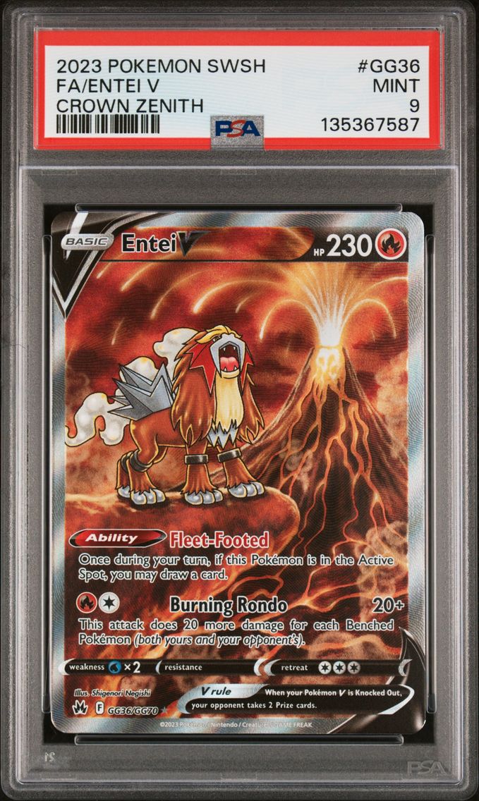 2023 #GG36 Full Art/Entei V PSA 9 Sword and Shield Crown Zenith