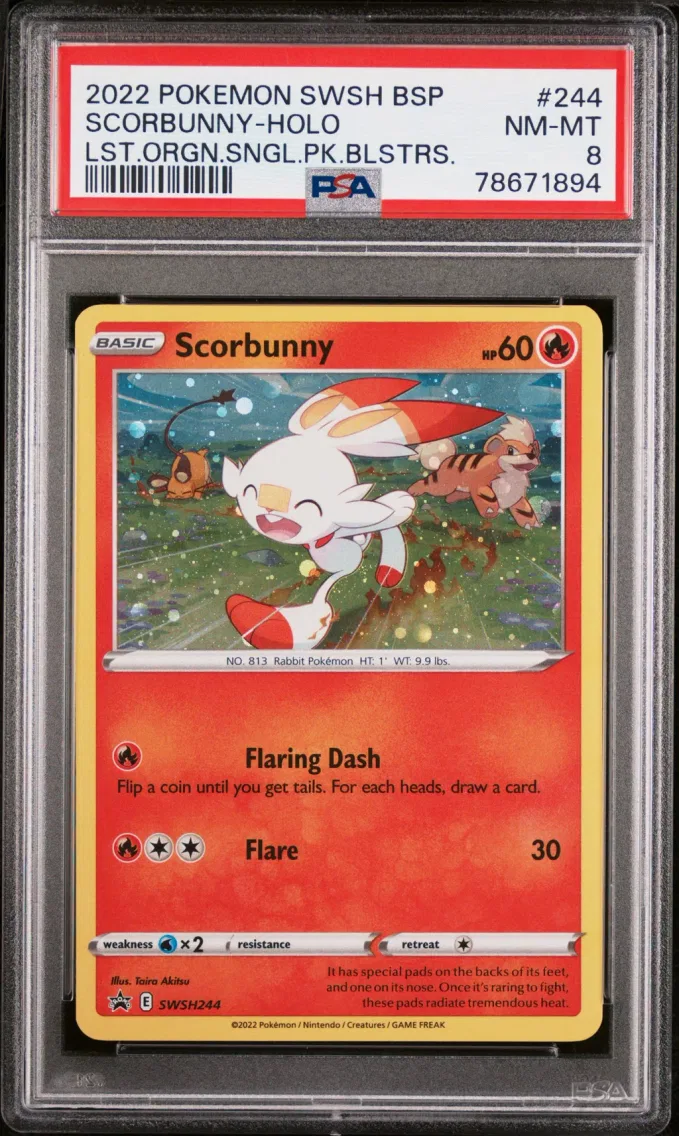 2022 Pokemon Swsh Black Star Promo Scorbunny-Holo Swsh Black Star Promo #244 PSA 8