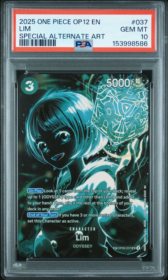 2025 #037 Lim PSA 10 One Piece OP12-Legacy of the Master