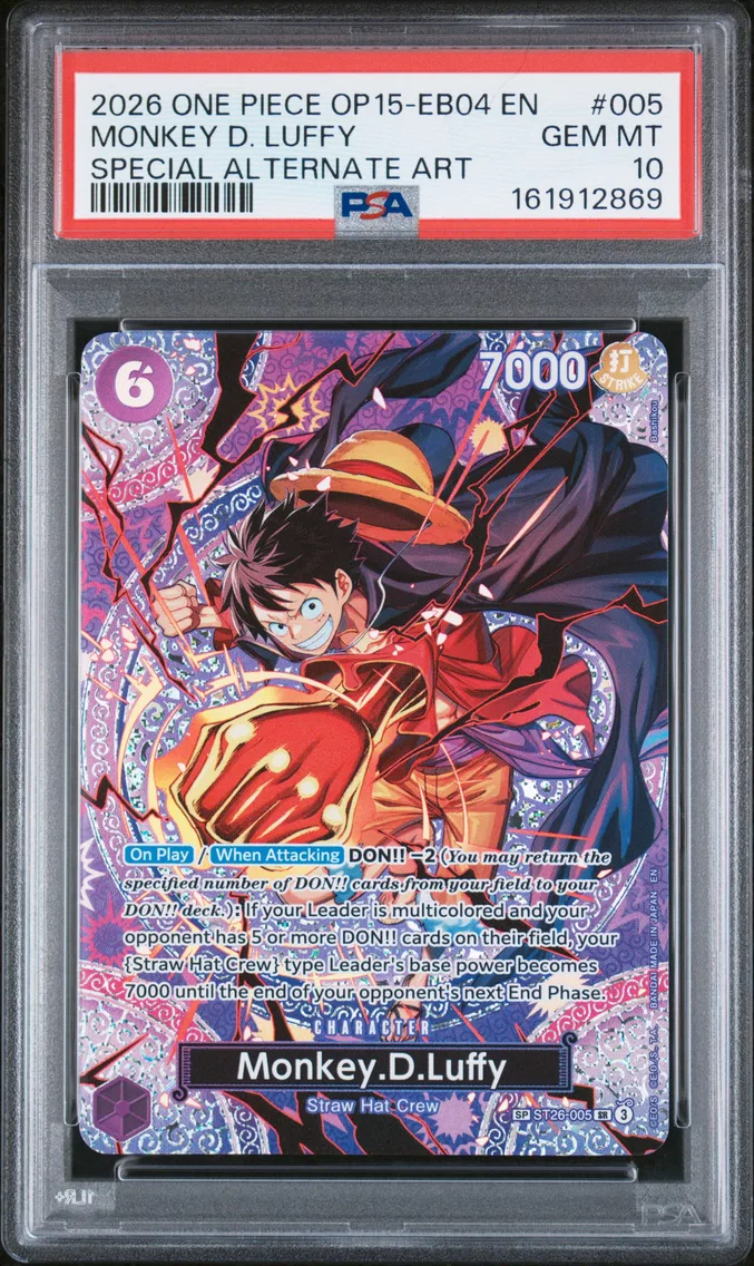 2026 #005 Monkey D. Luffy PSA 10 One Piece OP15-EB04-Adventure on Kami's Island