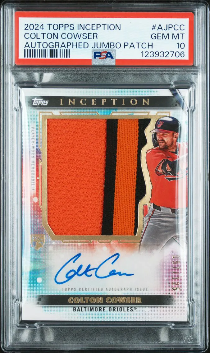 2024 #AJPCC Colton Cowser PSA 10 Topps Inception Autographed Jumbo Patch
