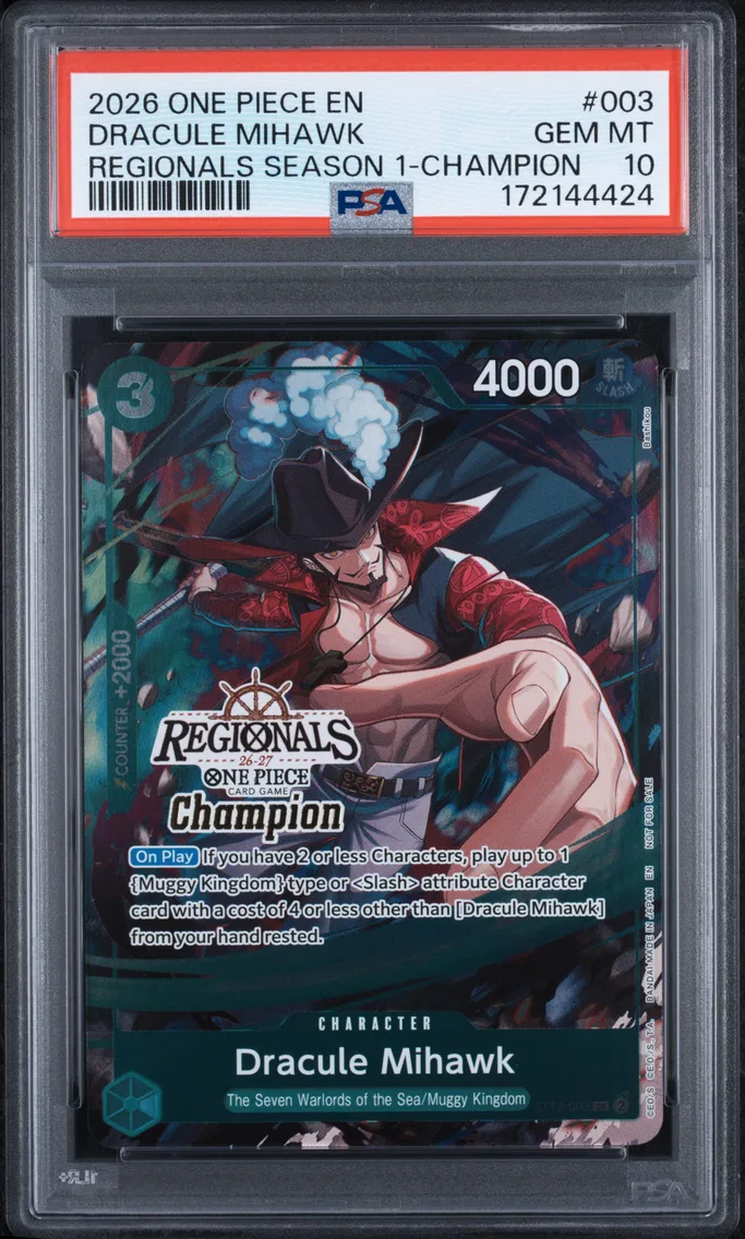 2026 #003 Dracule Mihawk PSA 10 One Piece Regionals Pack 2026 Season 1