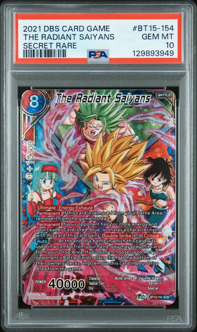 2021 #BT15-154 The Radiant Saiyans PSA 10 Dragon Ball Super Card Game Series 15 Saiyan Showdown