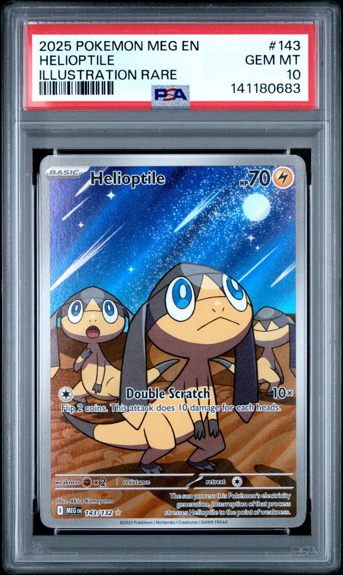 2025 #143 Helioptile PSA 10 Meg EN-Mega Evolution Pokemon